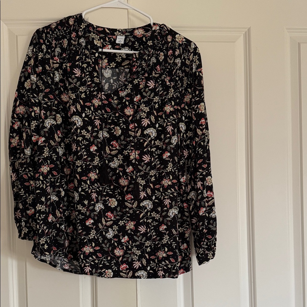 Old Navy Black Floral Blouse